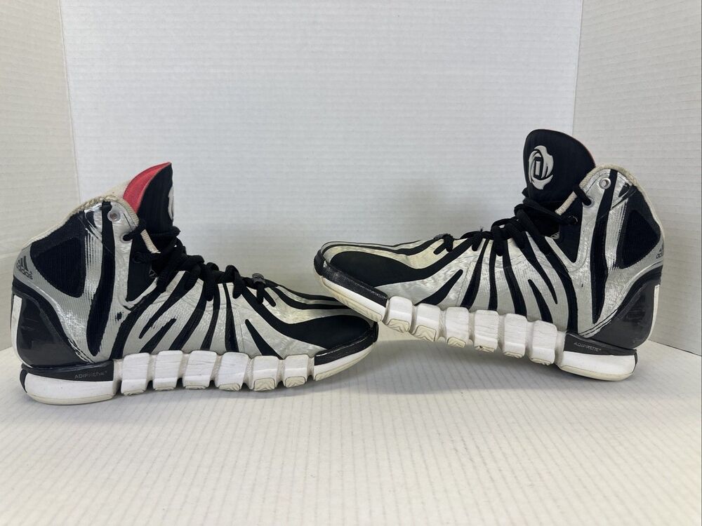 Adidas D Rose 4.5 Basketball Sneaker Size 6 Mens Black/Silver Used No Box - Picture 7 of 10